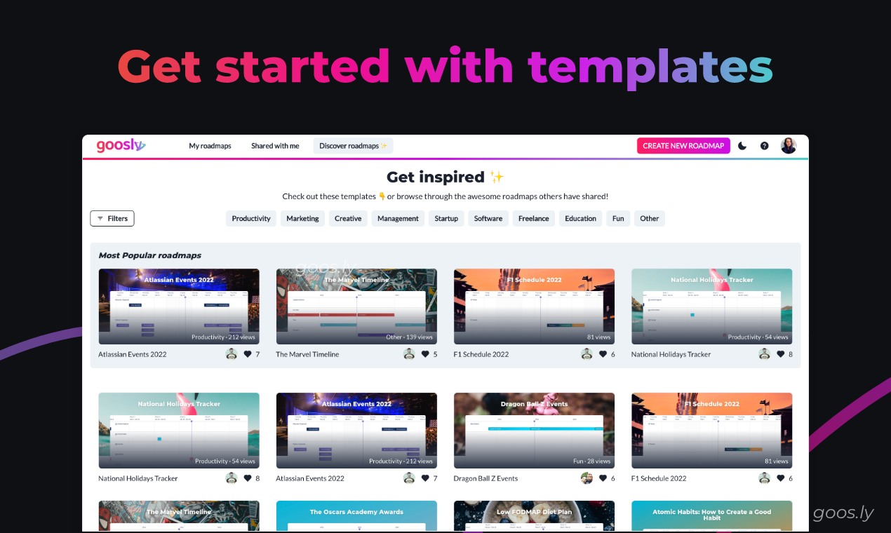 Create your Marketing Strategy Roadmap in minutes with a free template library on Goos.ly