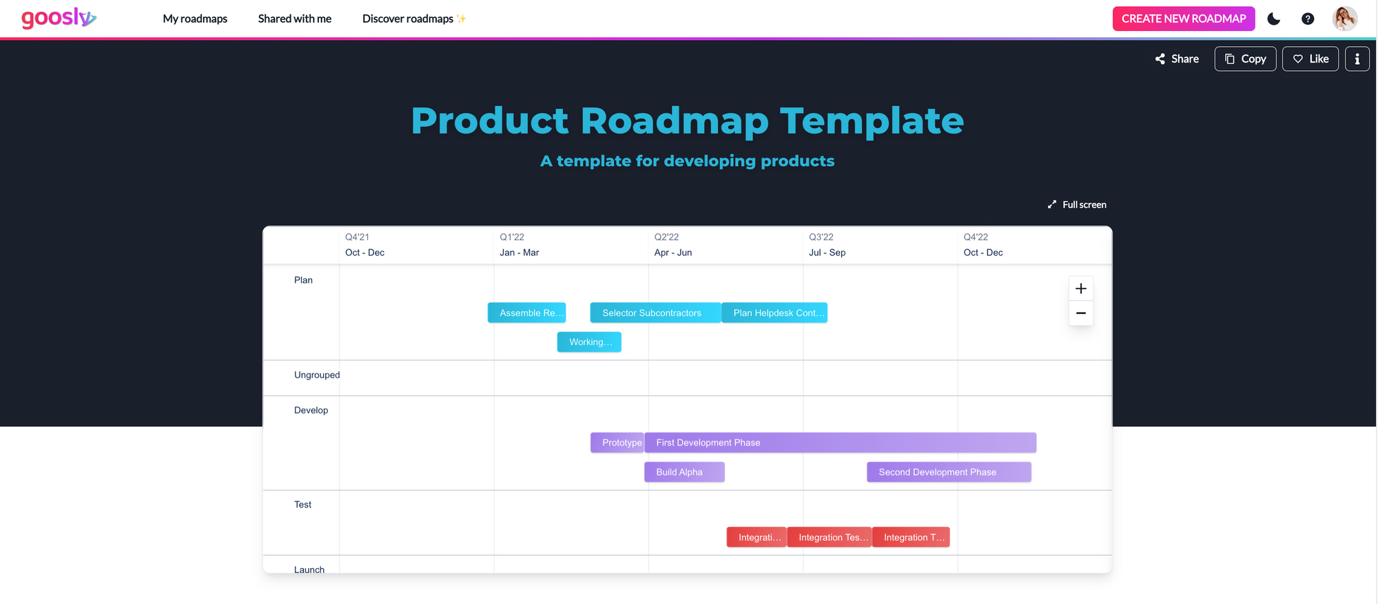 Free product roadmap templates on Goos.ly
